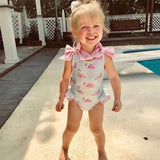 Baby Girls Beautiful Swimming Wear Suits Lovely Flamingo Ice cream Bear Print Swimsuits Brand Design Child Fashion Swimwear