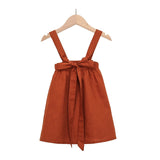 Girls Cotton-Linen Back Suspender Dress New Kids Summer Clothing Solid Overalls Children Dresses TZ35