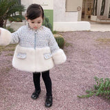 Mqtime Winter Warm Girls Padded Coat Baby Fashion Outwear Kids Brand Coat Children Thick Clothes Check Fake Fur Pearl Bag 2 To 14 Yrs