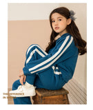 Mqtime Teens Girls Clothing Sets Striped Solid Hoodies Tops Sports Pants Two-piece Kids Casual Loose Tracksuit Children's Outfits 12 Y