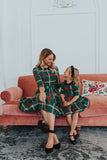 Mqtime Winter Mommy and Daughter Doll Neck Plaid Outfits New Year Christmas Family Matching Dresses Look Festival Dress