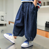 Boys Girls Plus Size Jeans  Autumn Summer New Loose Korean Casual Harem Pants Baby Spring And Autumn Wide-leg Children's Tro