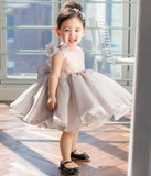 Mqtime Gray Flower Girl Baby Dress new Style Fluffy Ball Gown Performance Evening Dress Kids Clothes 1-10Y E36164