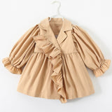 Mqtime Fashion Baby Girls Cotton Trench Jacket Ruffle Infant Toddler Kid Coat Spring Autumn Child Jacket Dust Coat 1-7T