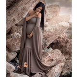 Mqtime Sexy Shoulderless Maternity Photography Props Long Dress For Pregnant Women Fancy Pregnancy Dress Elegence Maxi Gown Photo Shoot