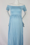 Stretchy Cotton Matenrity Photography Props Dress Slash Neck Cotton Jersey Maternity Photo Shoot Maxi Dresses