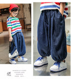 Boys Girls Plus Size Jeans  Autumn Summer New Loose Korean Casual Harem Pants Baby Spring And Autumn Wide-leg Children's Tro