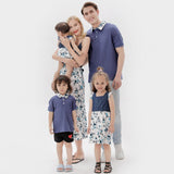 Mqtime Costume for Family Matching Outfits Summer Printing Mother Kids Set Dresses For Girls Father And Son Polo Shirt Baby Romper