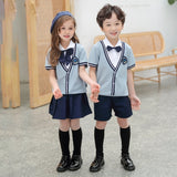 Mqtime Kid Korean Japanese School Uniform for Girls Boy Turn Down Coallr Shirt Pleated Skirt Shorts Bow Clothes Set Student Outfit Suit