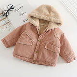 Fashion Baby Girl Boy Winter Jean Hooded Jacket Fur In One Thick Infant Toddler Child Warm Coat Blazer Outwear Baby Clothes 1-7Y