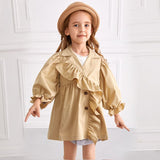 Mqtime Fashion Baby Girls Cotton Trench Jacket Ruffle Infant Toddler Kid Coat Spring Autumn Child Jacket Dust Coat 1-7T