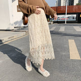 2022 Spring Autumn Chic Lace Maternity Skirts High Waist Adjustable Belly Clothes for Pregnant Women Korean Pregnancy