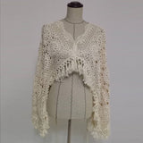 Mqtime Photo Shoot Handcraft Crochet Shawl Tassel Handmade Cotton Beige Cape Matched Pregnant Dresses for Maternity Photography Props