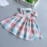 Mqtime Baby Girl Dress New Summer Korean Strap Plaid Casual Sleeveless Party Princess Dress Cute Children's Baby Kids Girls Clothing