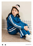 Mqtime Teens Girls Clothing Sets Striped Solid Hoodies Tops Sports Pants Two-piece Kids Casual Loose Tracksuit Children's Outfits 12 Y