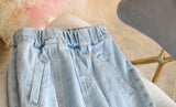 Mqtime Kids Pants Autumn New Korean Version New Girl'S Japanese Style Three-Dimensional Cut Casual Straight-Leg Jeans