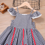 Mqtime New Girls Dress Fashion Casual Dress For Girls Navy Blue Plaid Kids Clothes Girls Child Clothing Vestidos For 2-6 Age