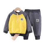 Mqtime Boy Clothing Set Autumn New Kids Sportswear Baby Boys Long Sleeves + Pant 2Pcs Outfit 1-6 Years Child Stitching Color Suit