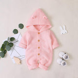 Knitted Baby Romper Toddler Jumpsuit for Baby Boys Girls Autumn warm Romper With Hooded Infant Outerwear Newborn Baby Clothes