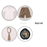 Mqtime Children Kindergarten School Uniforms Set Summer British Style Boys Girls Short-sleeved Shirts Shorts/ Skirt Clothing Set