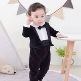 Mqtime Autumn Winter Children Boutique Clothing Baby Boy Rompers Long Sleeve Velvet Jumpsuit Gentle Boy Birthday Prince Suit Handsome