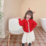 Autumn Baby Girls Coat Baby Lace Solid Sweaters Toddler Knit Cardigans Knitwear Long-sleeve Cotton Single Breasted Jacket Tops