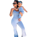 Mqtime Mother And Daughter Clothes Summer Blue Casual Matching Jumpsuit Mommy And Me Jumpsuit Family Matching Outfits