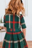 Mqtime Winter Mommy and Daughter Doll Neck Plaid Outfits New Year Christmas Family Matching Dresses Look Festival Dress