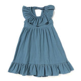 Mqtime Summer Children‘s Clothing Ruffles Sleeveless Dress Vintage Toddler Kids Girl's Casual Loose Cotton Linen Dresses