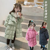 Kore Winter Kids Coats Children Girls  Mid-Length Jackets Fashion Thick Coats Hooded Coat Snowsuit Teen Warm Cotton Parkas