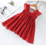 Mqtime 2-6Y Girls Red Bow Dress Princess Tutu Summer Dress for Girls Children Birthday Party Vestidos Kids Autumn Spring Dresses