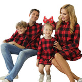 Mqtime New Year Christmas Family Matching Outfits Plaid Mother Daughter Dress Father Son Sweatshirt Mom Baby Mommy and Me Clothes