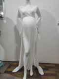 Mqtime Cotton Maternity Dresses for Photo Shoot Sexy Shouldless Ruffle Pregnant Dresses for Women Puff Sleeve Maxi Long Pregnancy Dress