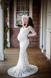 Mqtime 2023 Mermaid Maternity Dresses For Photo Shoot Lace Maxi Maternity Gown Off Shoulder Sexy Women Pregnancy Dress Photography Prop