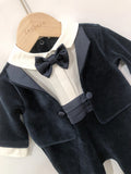 Mqtime Autumn Winter Children Boutique Clothing Baby Boy Rompers Long Sleeve Velvet Jumpsuit Gentle Boy Birthday Prince Suit Handsome