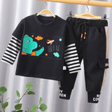 Mqtime Boy Clothing Set Autumn New Kids Sportswear Baby Boys Long Sleeves + Pant 2Pcs Outfit 1-6 Years Child Stitching Color Suit