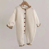 Mqtime New infant one-piece clothes climbing clothes female baby pure cotton long sleeve home clothes pajamas ha clothes