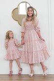 Mqtime  Mother Daughter Dress Floral Printed Family Matching Dresses Square Collar Dresses Summer Mommy and Me Clothes