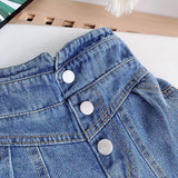 Mqtime Spring Autumn Girls Jeans Baby Denim Pants Kids Wide Leg Trousers Children Bottoms Streetwear High Waist Bud Buttons 3 To 14 Yrs