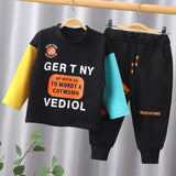 Mqtime Boy Clothing Set Autumn New Kids Sportswear Baby Boys Long Sleeves + Pant 2Pcs Outfit 1-6 Years Child Stitching Color Suit