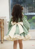 Mqtime 1 2 3 4 5 6 Years Girls Dress For Christmas Kids Girls Long Sleeve Princess Vintage Green Lolita Apron Dress Winter Fall