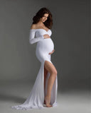 Mqtime   Newest White Maternity Dress for Photography Props Elegant Pregnancy Clothes Pregnancy Dress Pregnant Photo Shoot Clothing