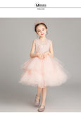 Elegant Sweet Long Beading Appliques Sleeveless Flower Girl Dress Kids Performance Show Party Birthday First Communion Gowns