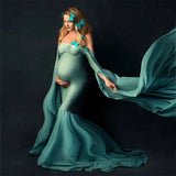 Mqtime Sexy Shoulderless Maternity Photography Props Long Dress For Pregnant Women Fancy Pregnancy Dress Elegence Maxi Gown Photo Shoot