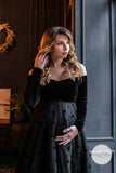 Mqtime Cotton Photo Shoot Pregnant tutu black Maternity Dresses dot Evening Party Costume for Women Photography Accessories