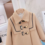 Mqtime Winter Coat For Girls Thick Woolen Jacket For Girls Fashion Solid Kids Outerwear Autumn England Teenage Clothes For Girls School