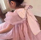 Baby Girl Princess Tutu Dress Puff Sleeve Infant Toddler Vintage Big Bow Vestido Party Pageant Wedding Baby Clothes 1-10Y