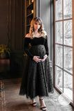 Mqtime Cotton Photo Shoot Pregnant tutu black Maternity Dresses dot Evening Party Costume for Women Photography Accessories