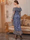Mqtime Women Casual Elegant Maxi Dresses 2023 New Summer Autumn Luxury Bodycon Floral Sundress Turkey Evening Party Robe Vestido