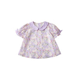 Mqtime Girls' Purple Rabbit Series Suit Spring Shirt Children's Fresh Coat Top Baby Skirt Shorts